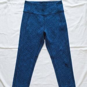 Lululemon Athletica Deep Breath Blue & Black Cropped Leggings Pants Womens 6